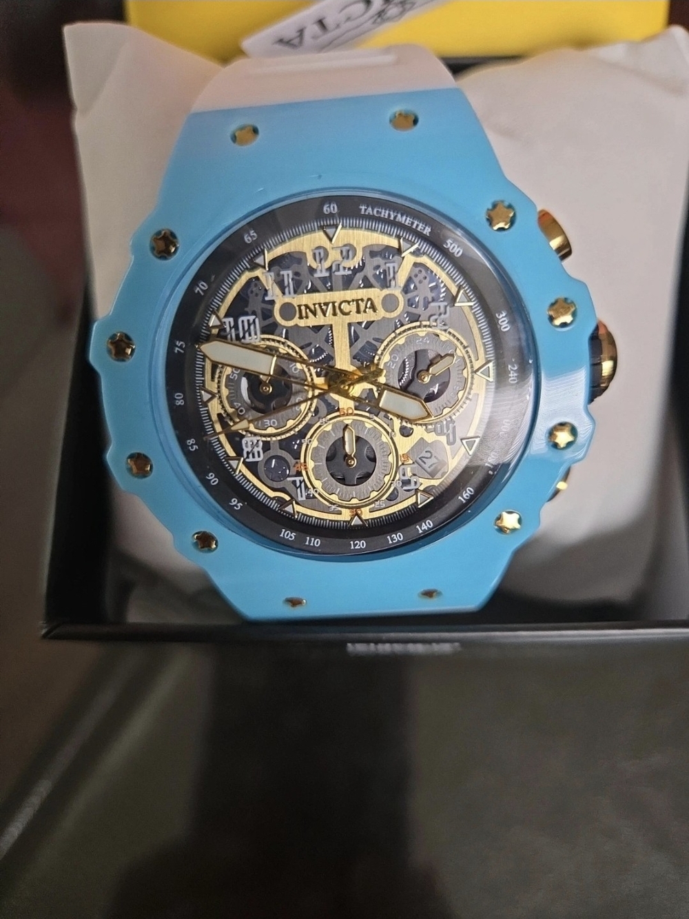 69652 Invicta Racing Vaulthan White/Blue Unisex Skeleton Dial Watch Collector